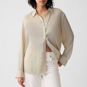 GAP Beige Pleated Satin Shirt